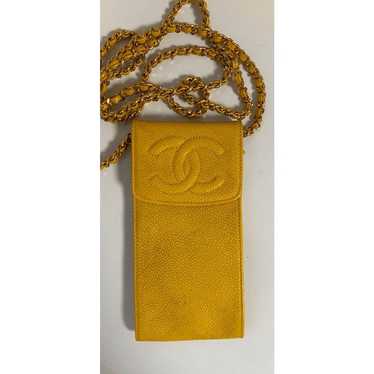 Chanel Yellow Caviar Skin Chain Shoulder Bag Matel