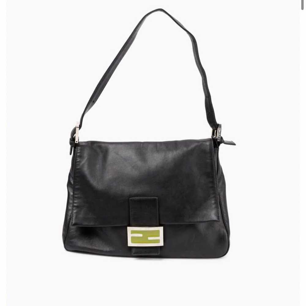 FENDI Mama Baguette Black Light Green Genuine Lea… - image 3