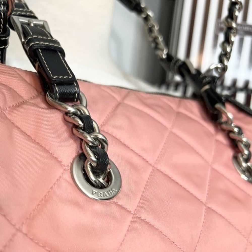 PRADA❤️PINK and BLACK MINI QUILTED CHAIN HOBO! AU… - image 11