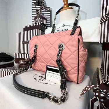 PRADA❤️PINK and BLACK MINI QUILTED CHAIN HOBO! AU… - image 1