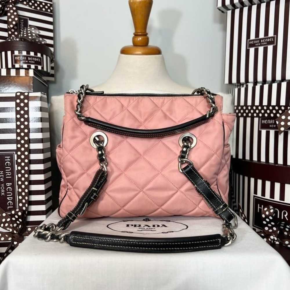 PRADA❤️PINK and BLACK MINI QUILTED CHAIN HOBO! AU… - image 3