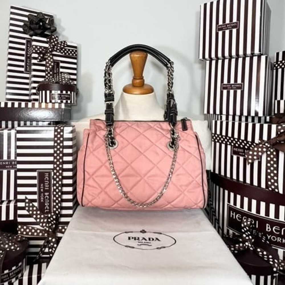 PRADA❤️PINK and BLACK MINI QUILTED CHAIN HOBO! AU… - image 5