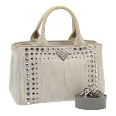 PRADA Bijoux Canapa PM Hand Bag Canvas 2way Gray … - image 1