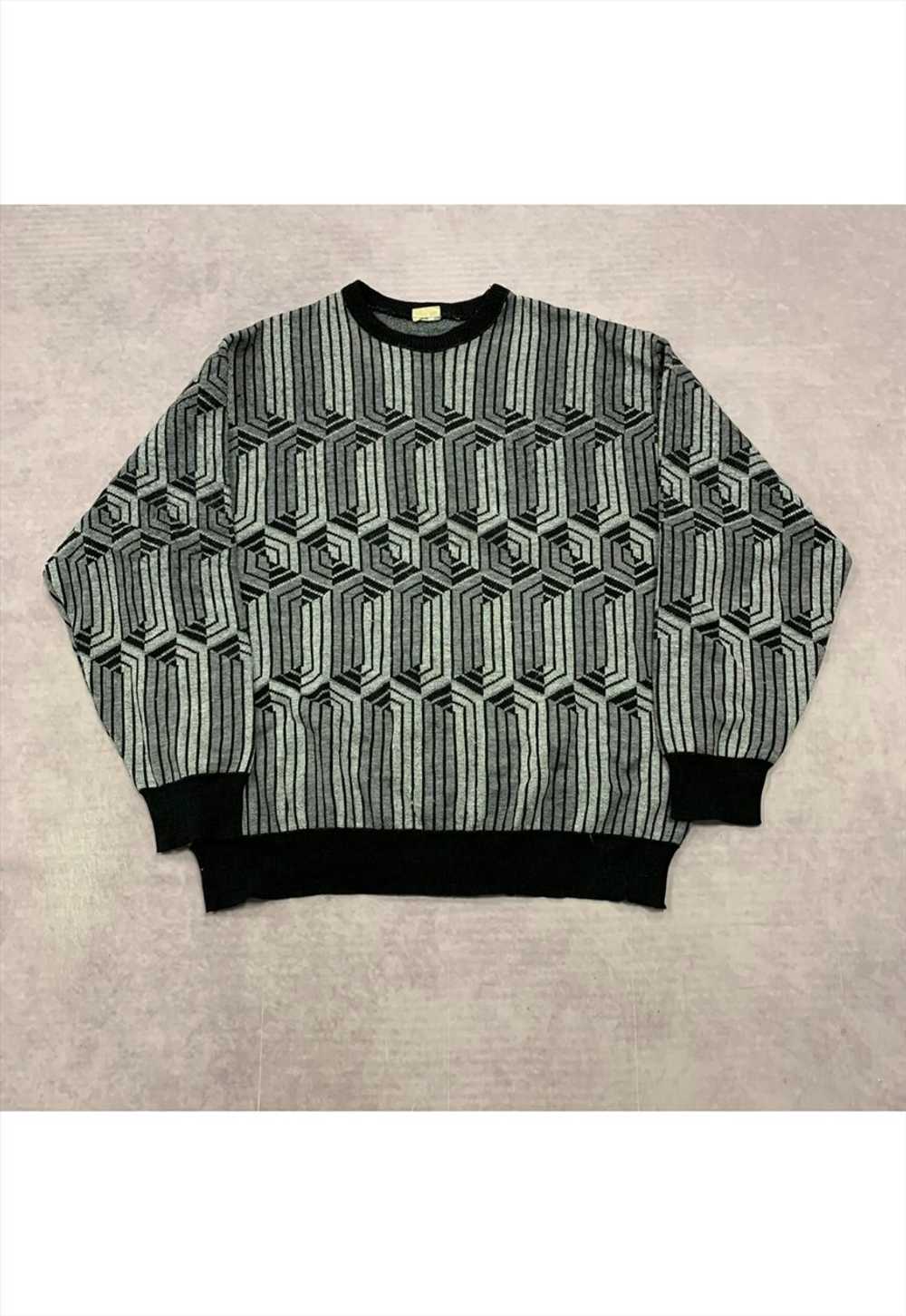 Vintage abstract knitted jumper Men's XL - image 1