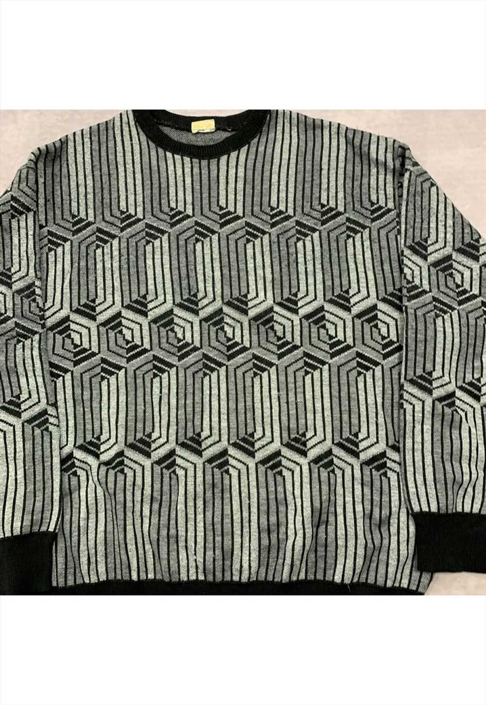 Vintage abstract knitted jumper Men's XL - image 2