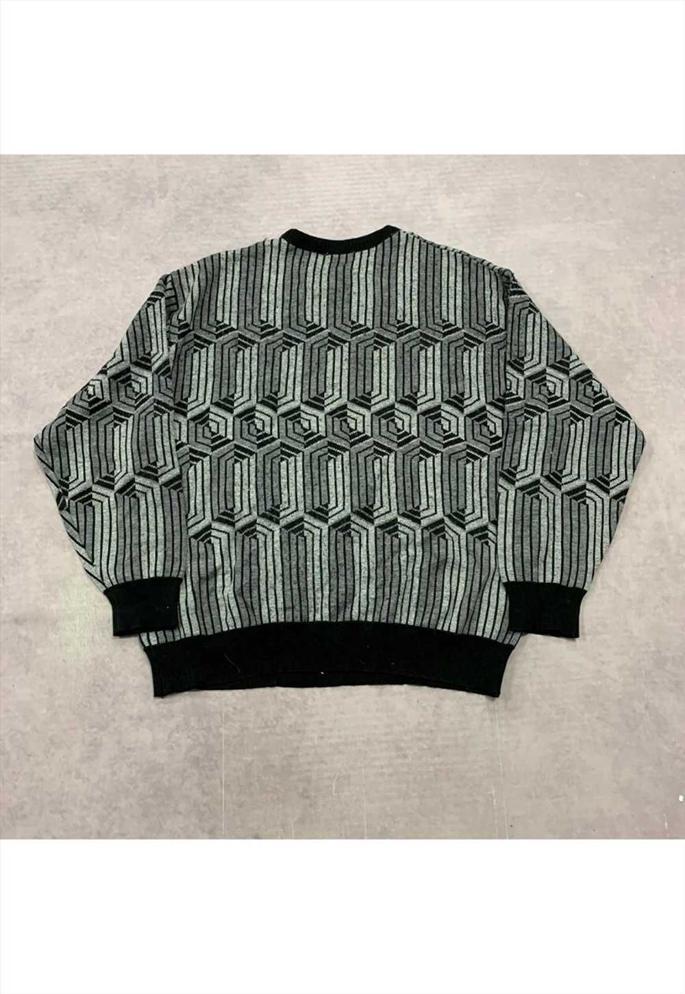 Vintage abstract knitted jumper Men's XL - image 5