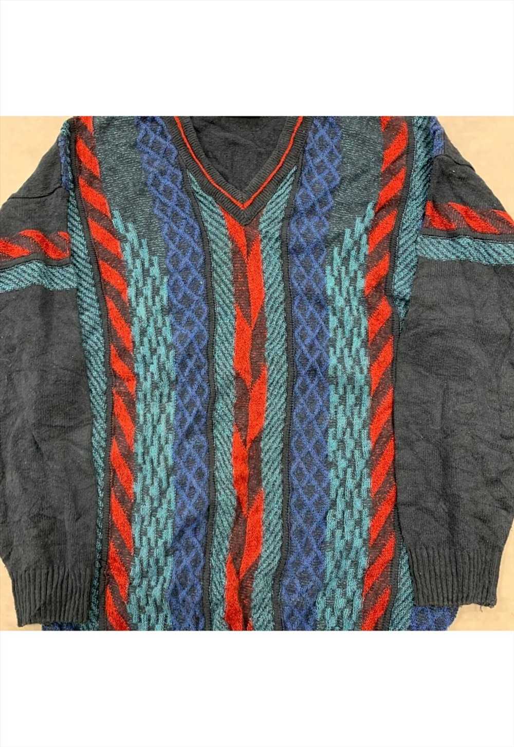 Vintage abstract knitted jumper Men's XL - image 2