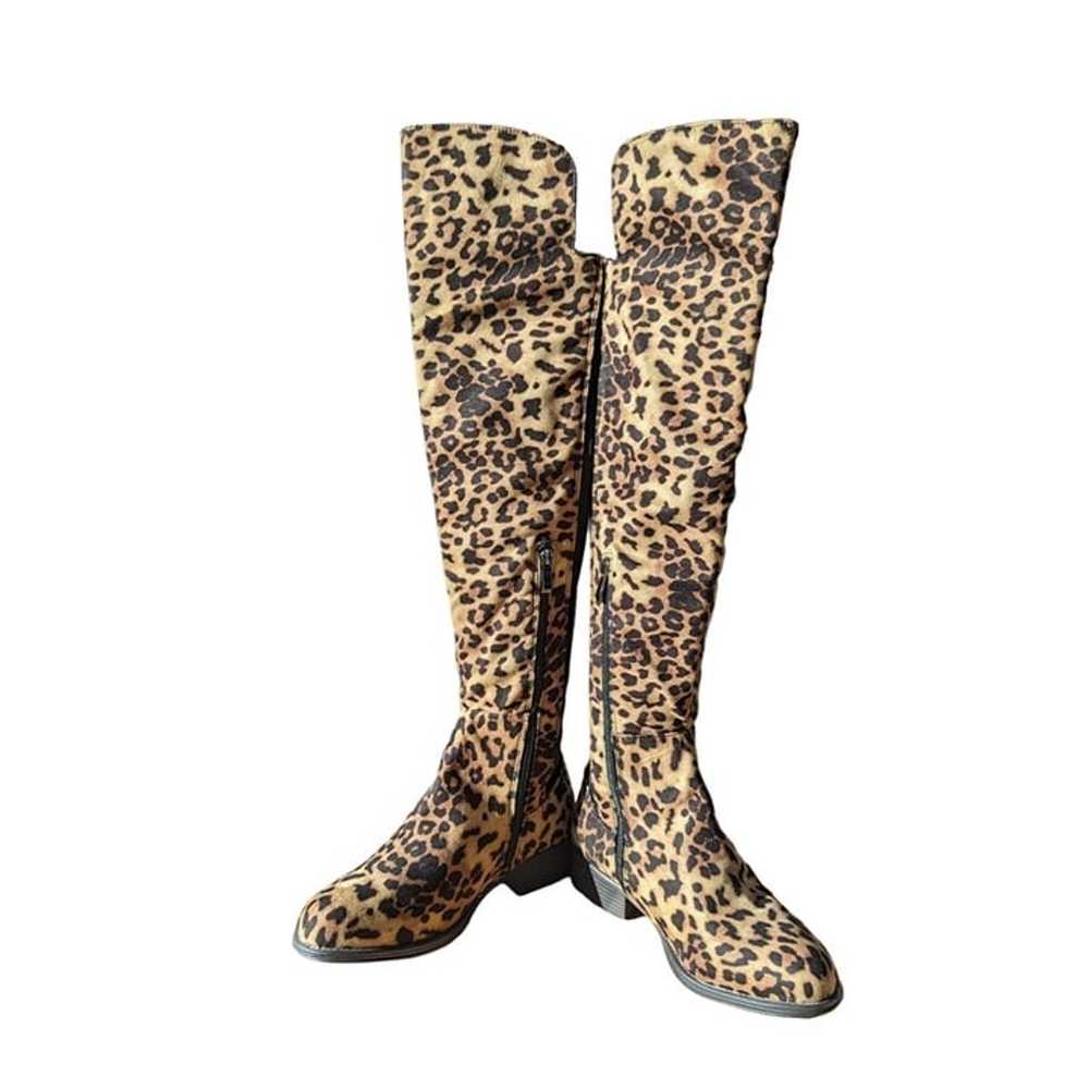 Yoki Leopard print knee high boots size 6.5 women… - image 5