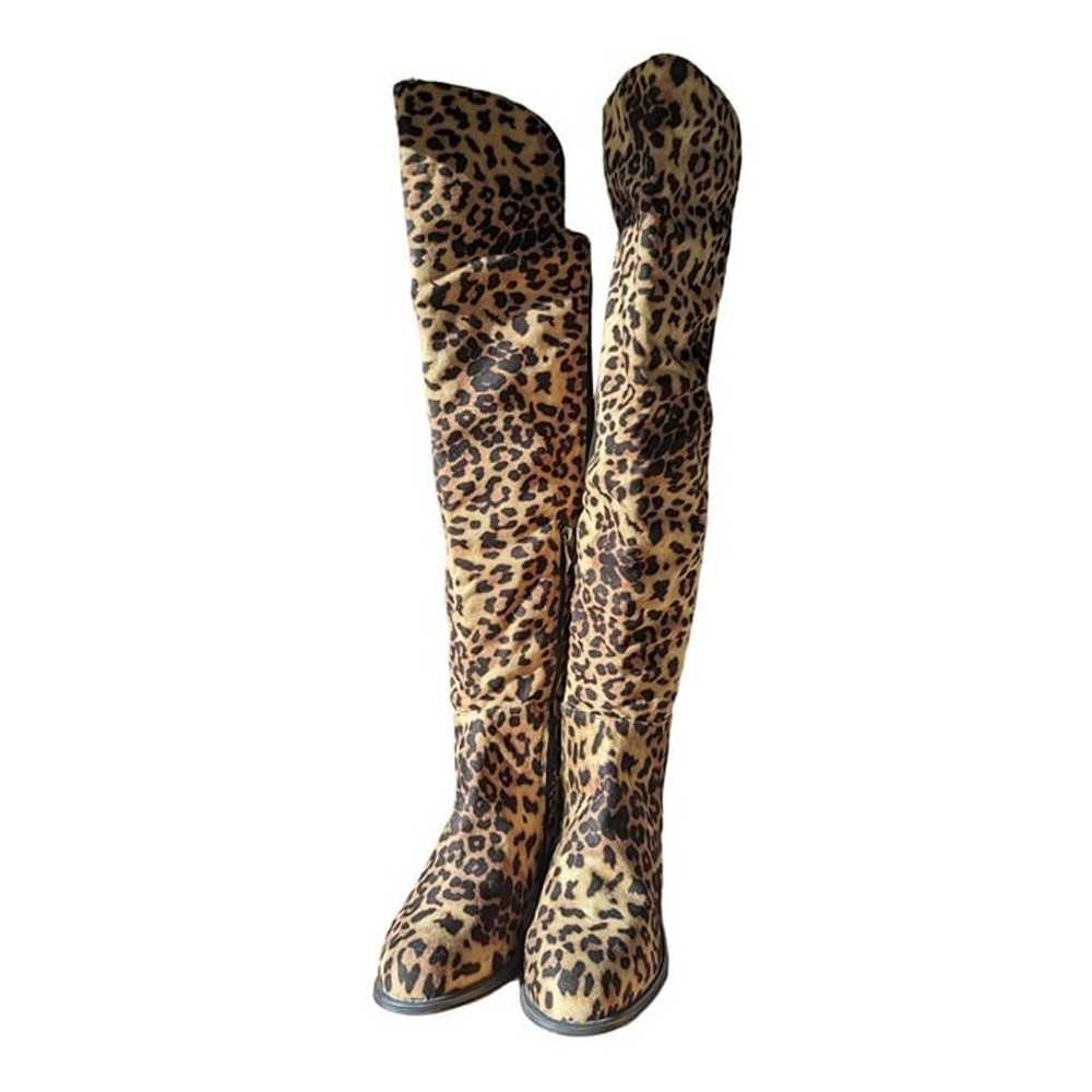 Yoki Leopard print knee high boots size 6.5 women… - image 7