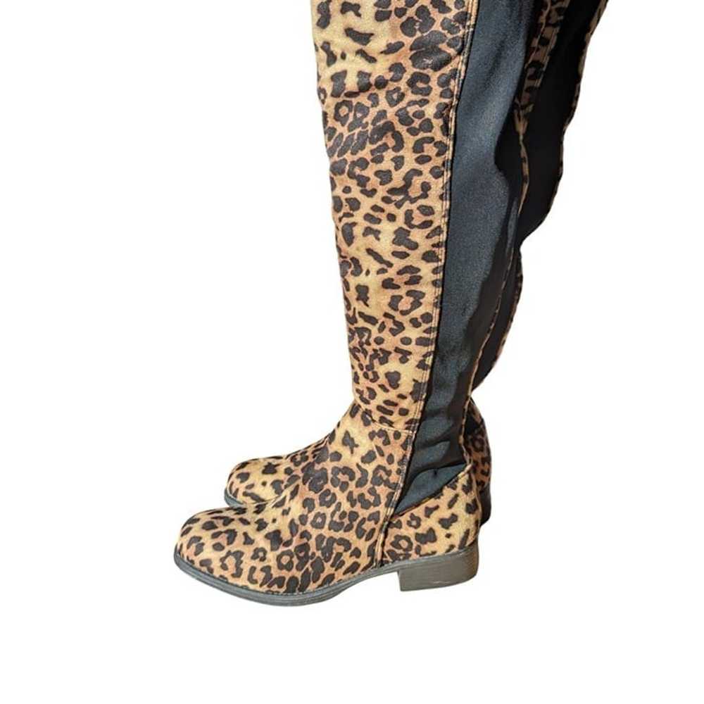 Yoki Leopard print knee high boots size 6.5 women… - image 8