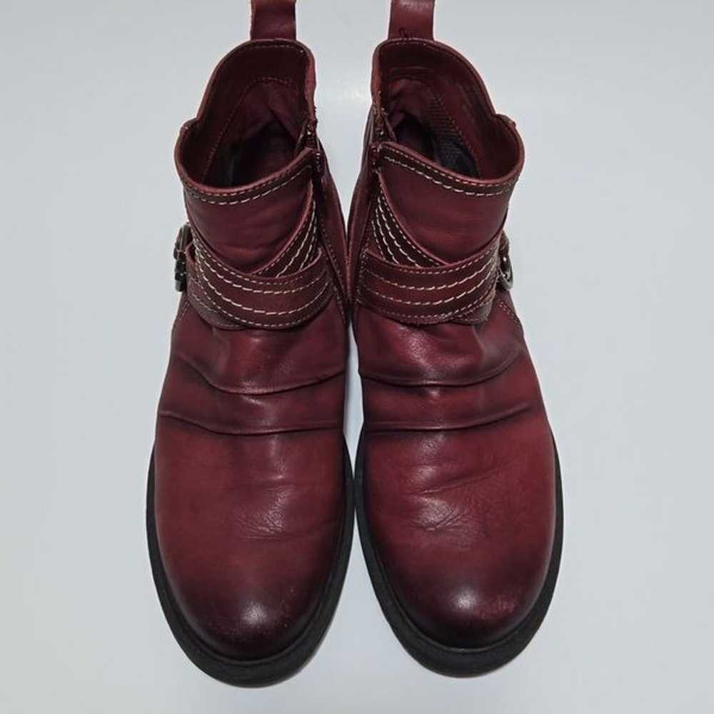 Earth Red Leather Laurel Ankle Boots Bordeaux Ful… - image 11