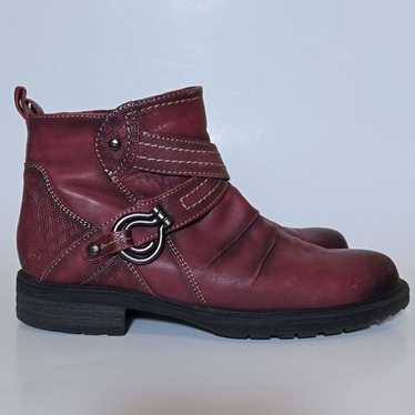 Earth Red Leather Laurel Ankle Boots Bordeaux Ful… - image 1