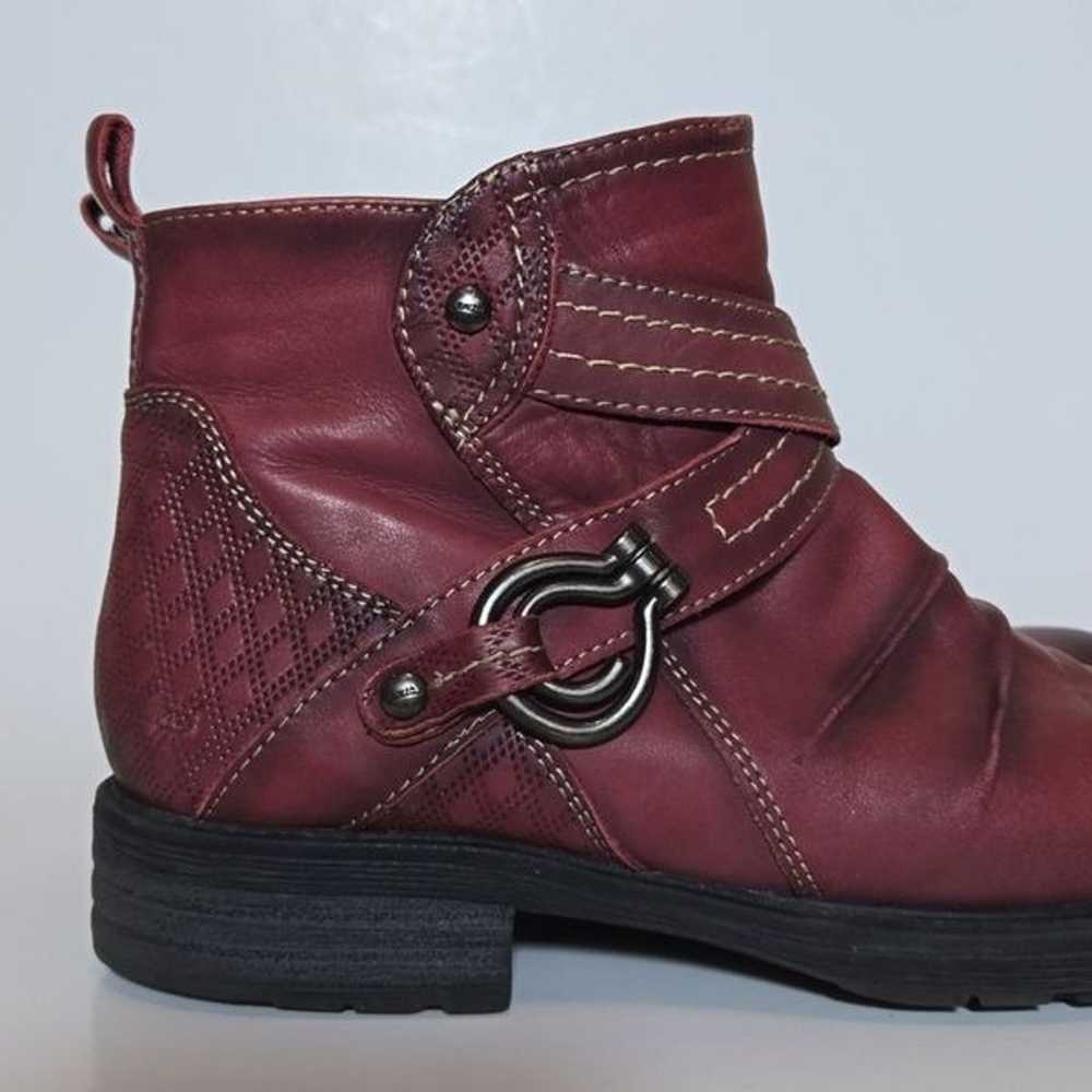 Earth Red Leather Laurel Ankle Boots Bordeaux Ful… - image 2