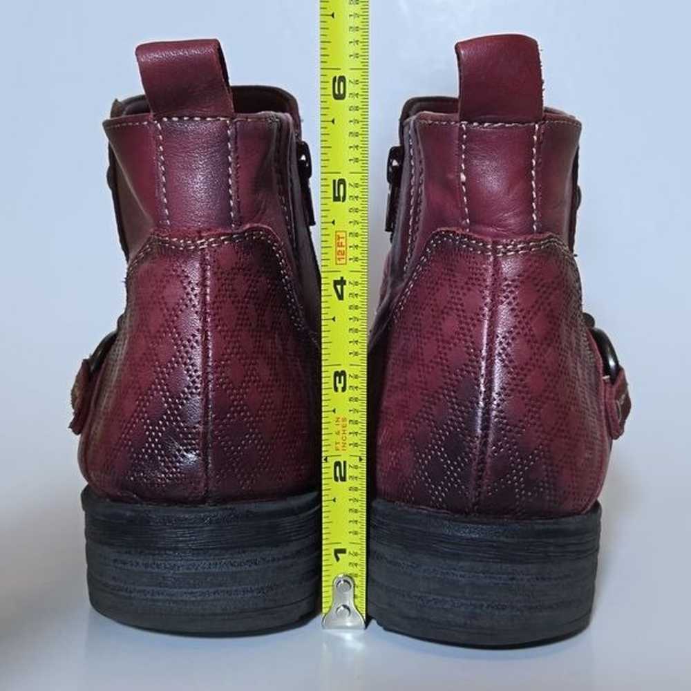 Earth Red Leather Laurel Ankle Boots Bordeaux Ful… - image 4