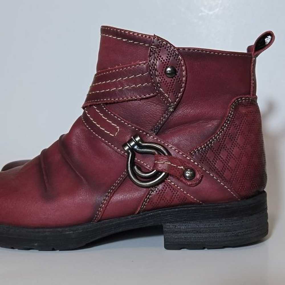 Earth Red Leather Laurel Ankle Boots Bordeaux Ful… - image 5