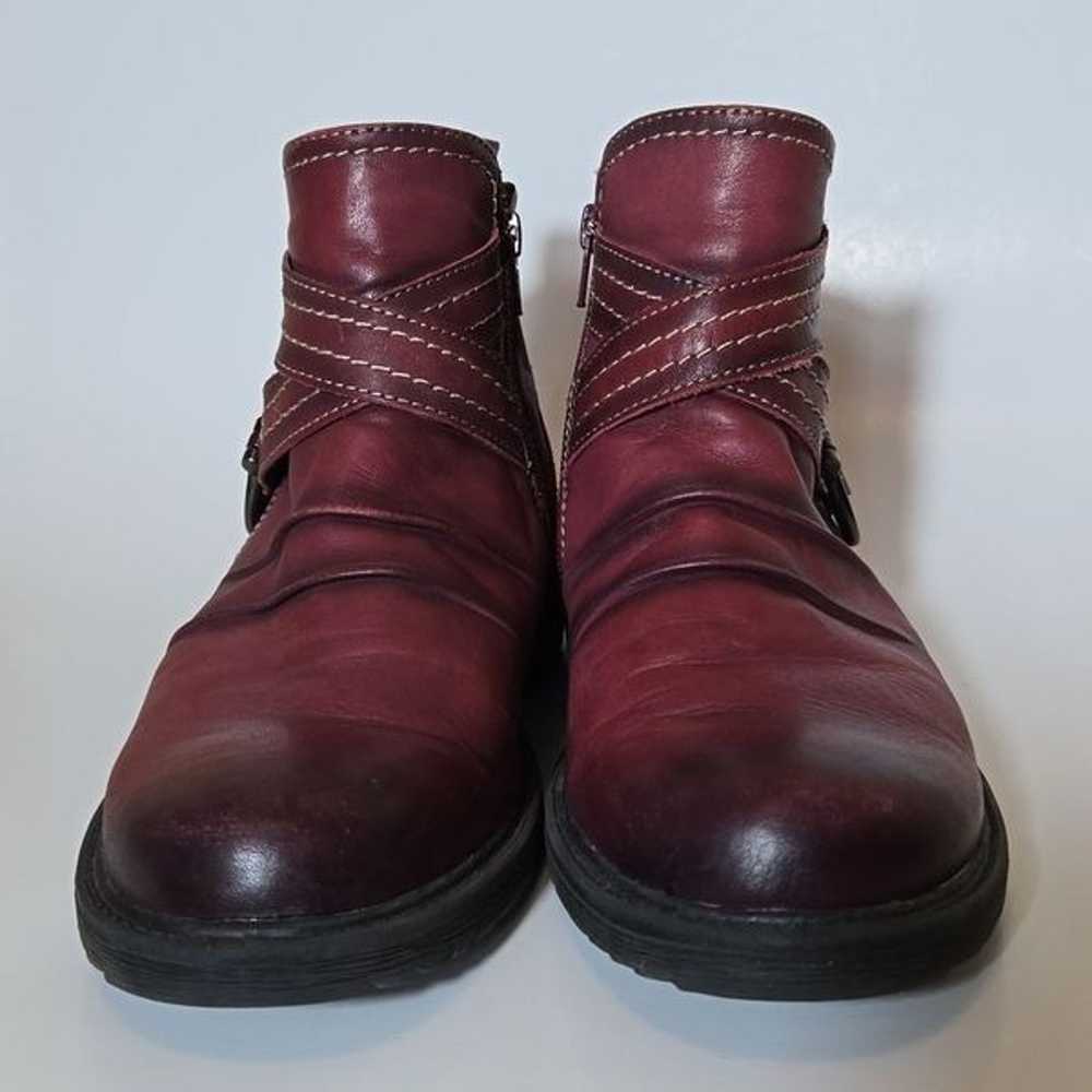 Earth Red Leather Laurel Ankle Boots Bordeaux Ful… - image 6