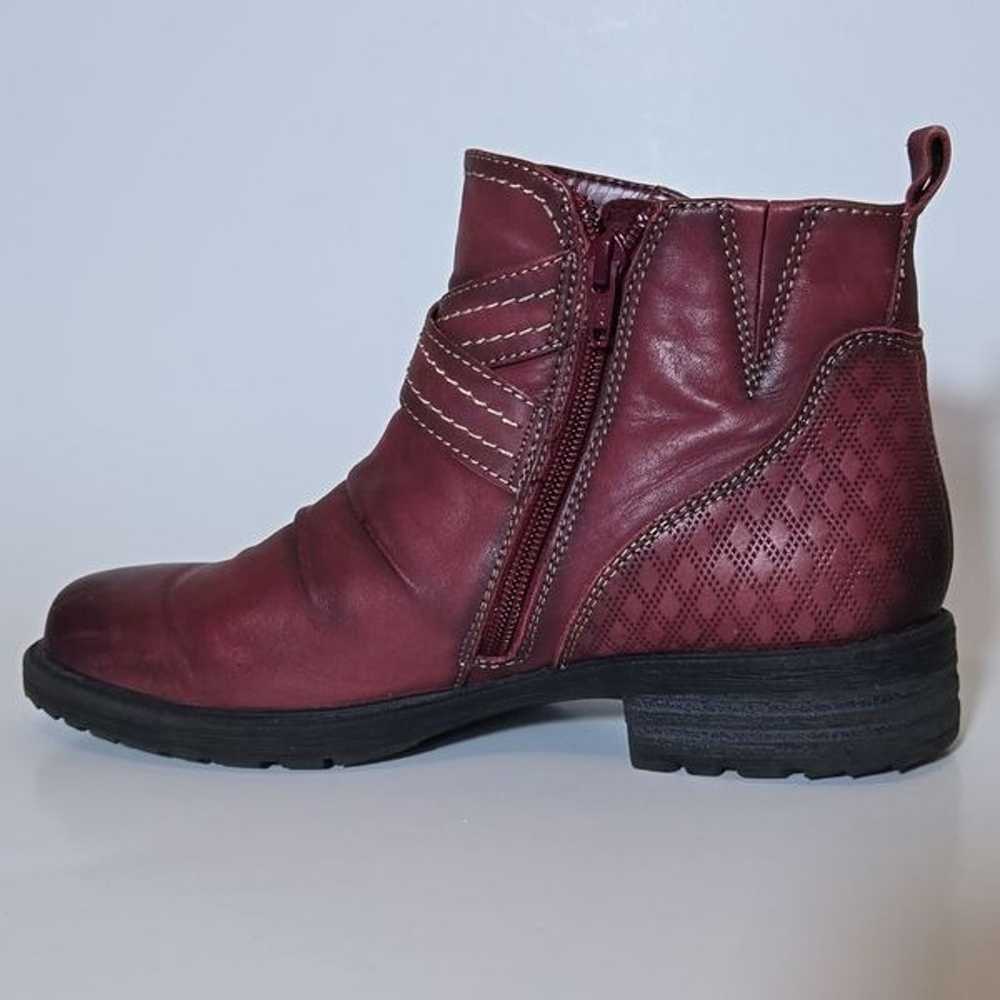 Earth Red Leather Laurel Ankle Boots Bordeaux Ful… - image 8