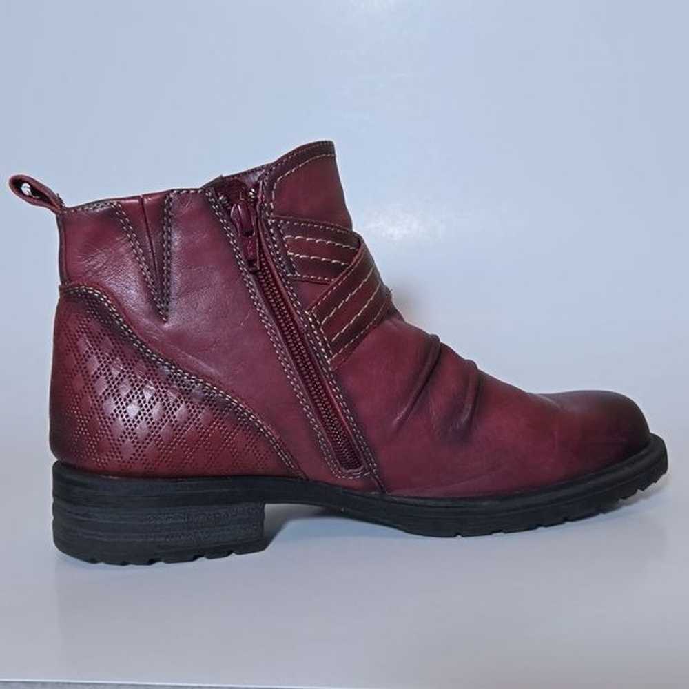 Earth Red Leather Laurel Ankle Boots Bordeaux Ful… - image 9