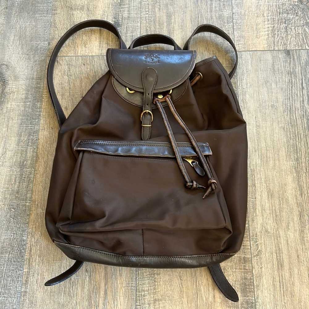 Vintage Il Bisonte Brown Nylon & Leather Backpack - image 1