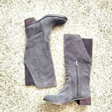 Lucky Brand hanover grey suede zipper boots sz 9 - image 1