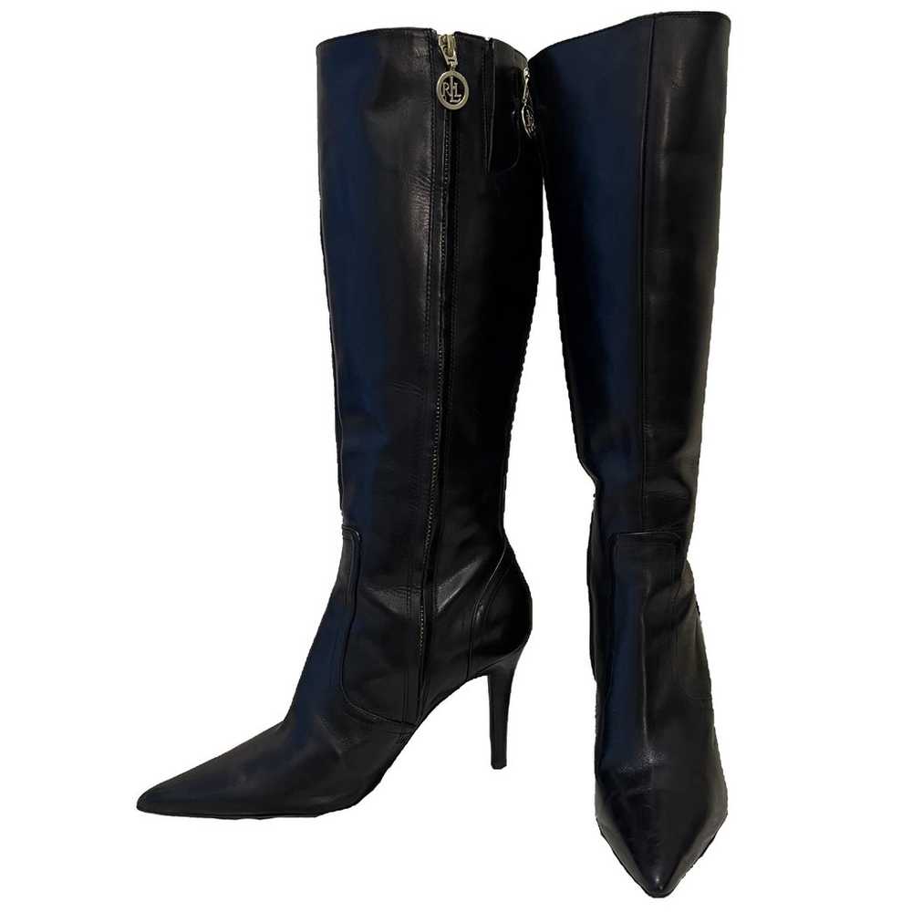 Lauren Ralph Lauren black leather knee high Amari… - image 1