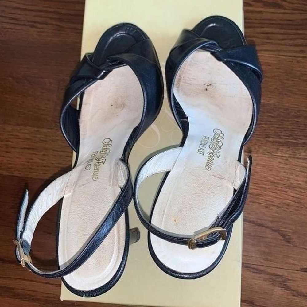 Vtg 70s Saks Fifth Avenue navy sandal heels - image 2