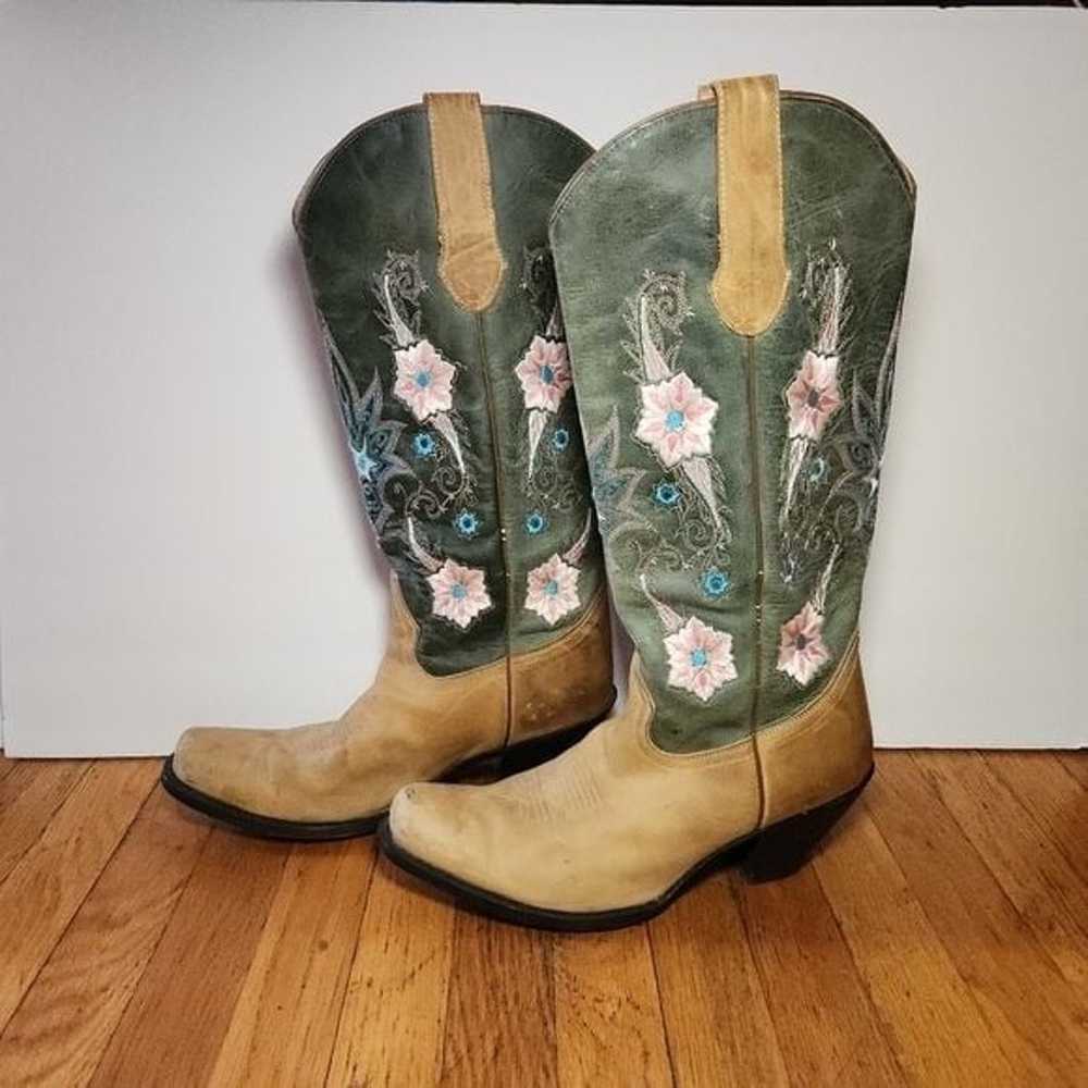 SONORA Double H Floral Embroidered Cowboy Boots - image 2