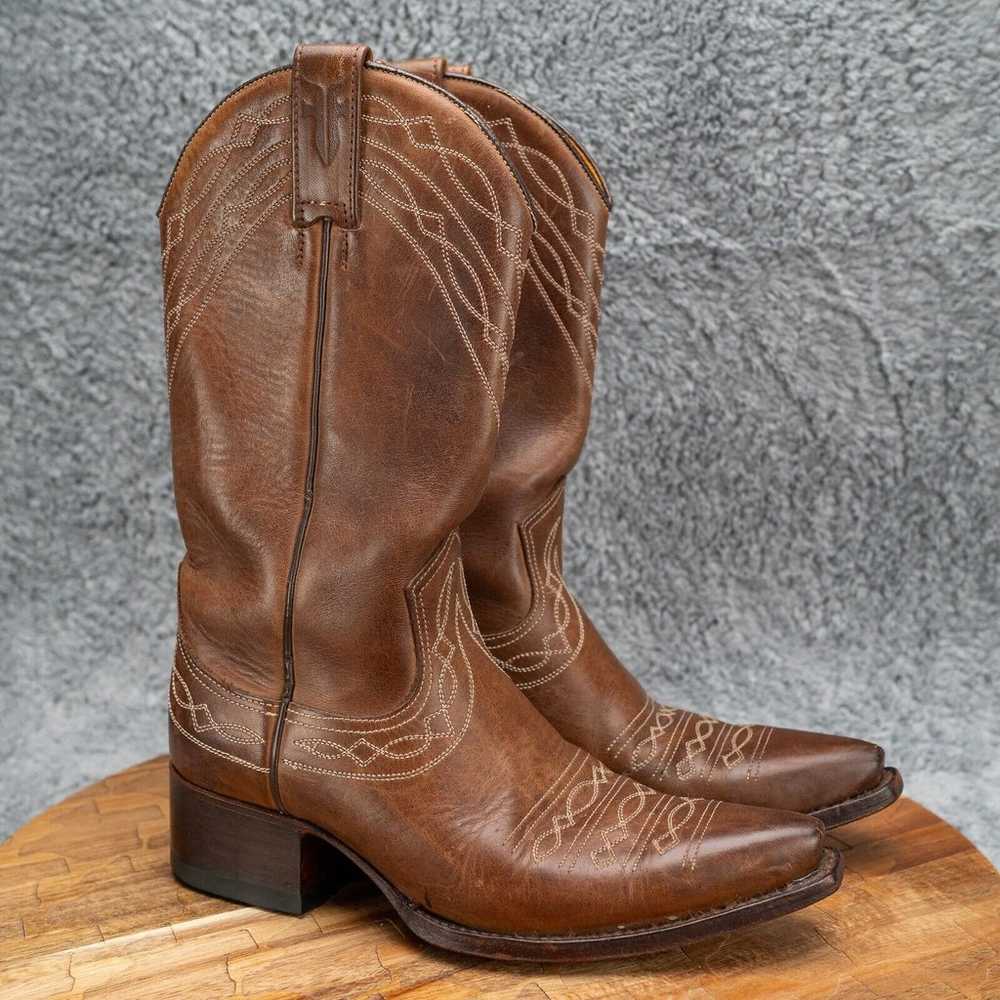 Frye Womens Western Brown Leather Cowgirl Festiva… - image 1