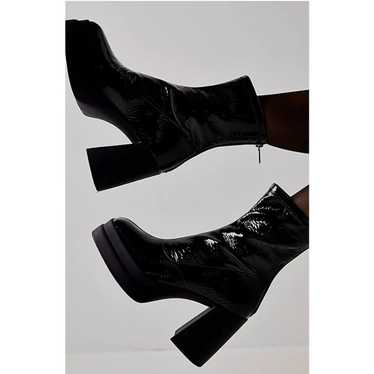 Free People Double Stack Black Patent Leather Pla… - image 1