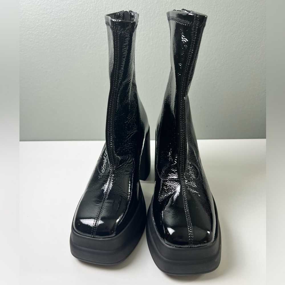 Free People Double Stack Black Patent Leather Pla… - image 4