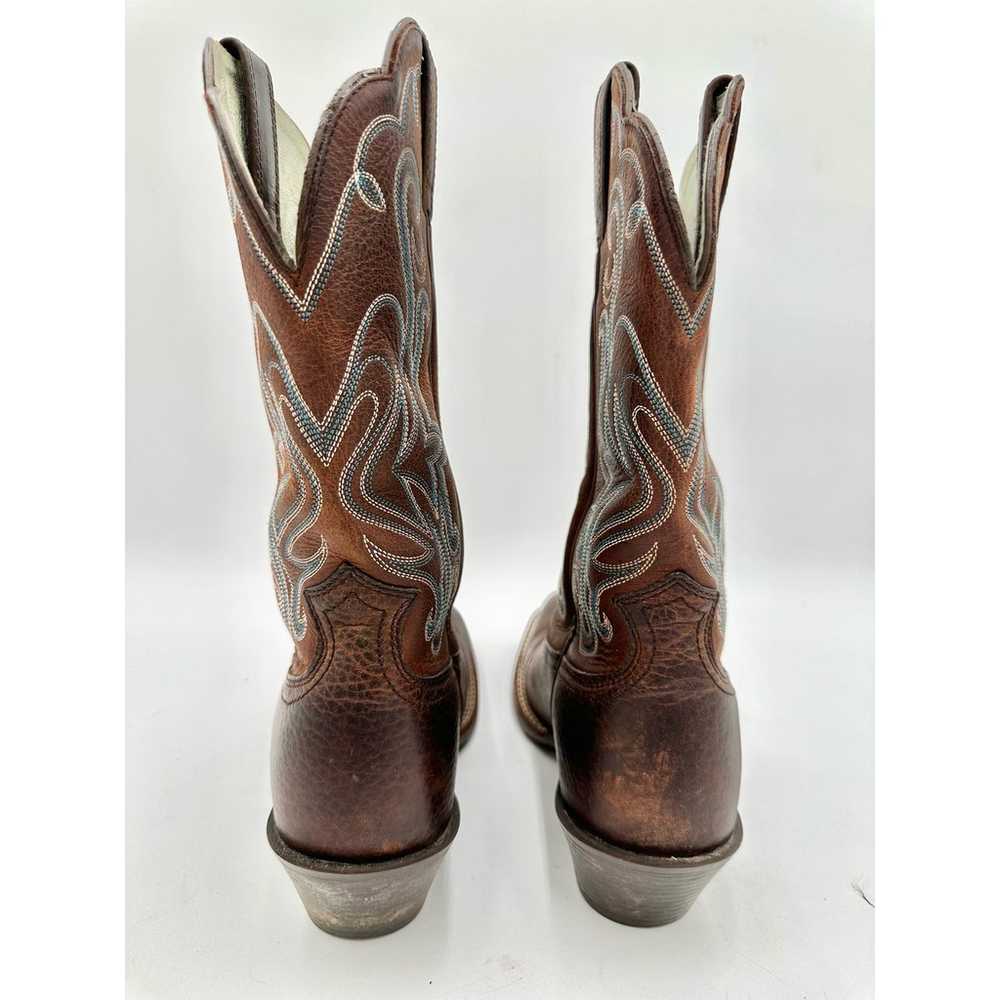 Ariat Women's Brown Leather Square Toe Teal Embro… - image 4