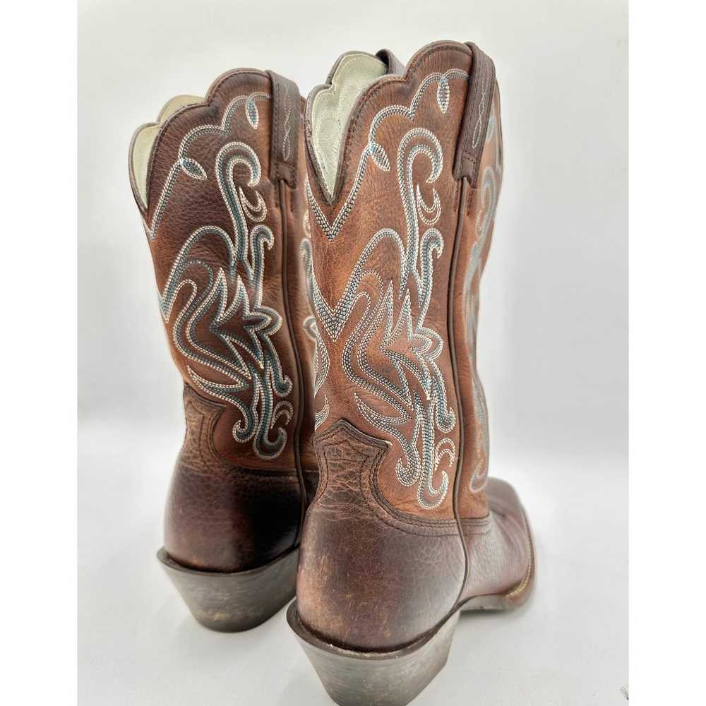 Ariat Women's Brown Leather Square Toe Teal Embro… - image 5