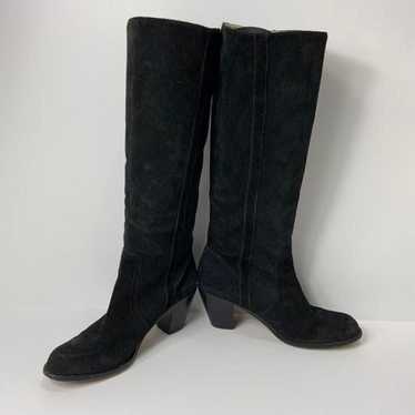 MICHAEL KORS black suede leather tall heel boots