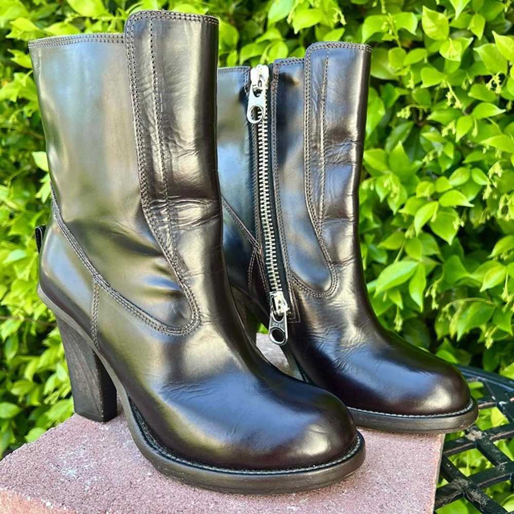 Chloe Betty Brown Leather Moto Zip Boots Size 38 … - image 3