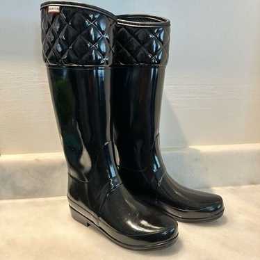 Hunter Rigley Quilted Glossy Tall Rubber Rain Boot