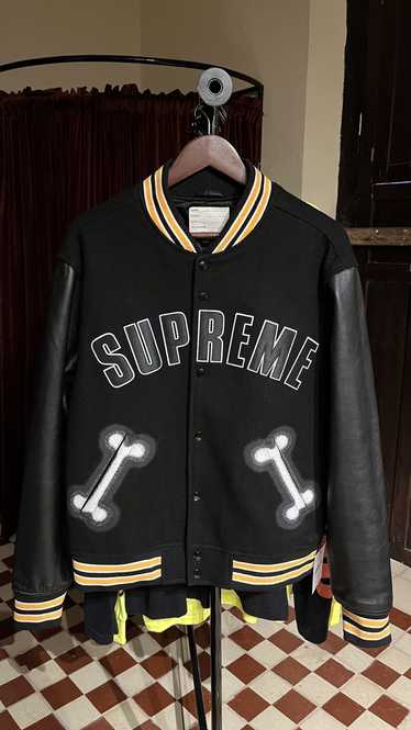 Streetwear × Supreme × Varsity Jacket Supreme Bone