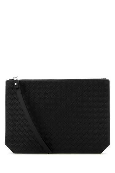 Bottega Veneta Black Leather Intrecciato Pouch