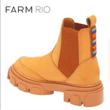 FARM RIO Beaded Lug Sole Chelsea Boot in Tan size 