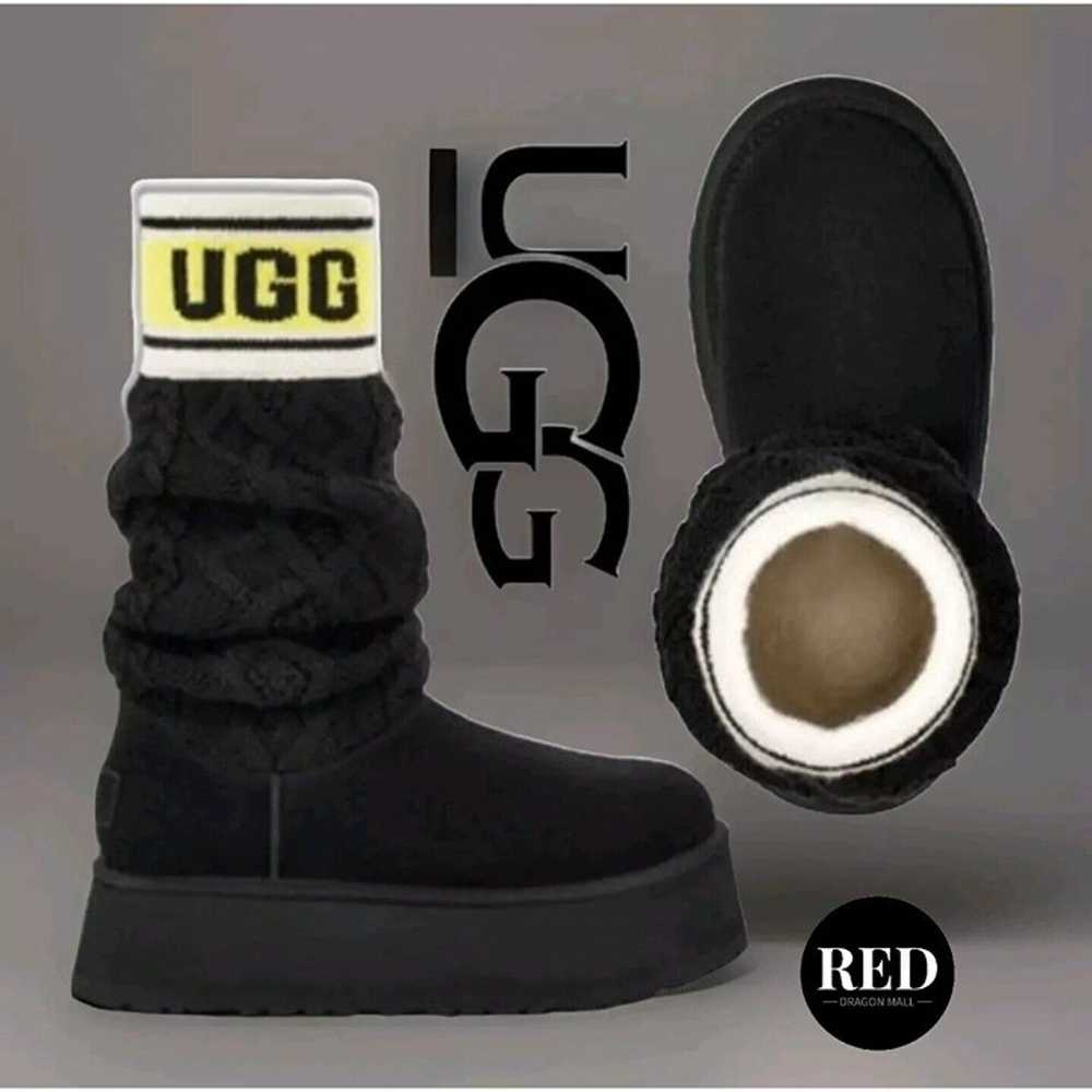 UGG Classic Sweater Letter Platform Suede Black B… - image 2