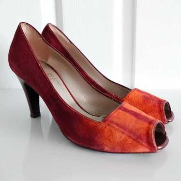 Vtg Salvatore Ferragamo Burgundy Orange Ombré Gra… - image 1