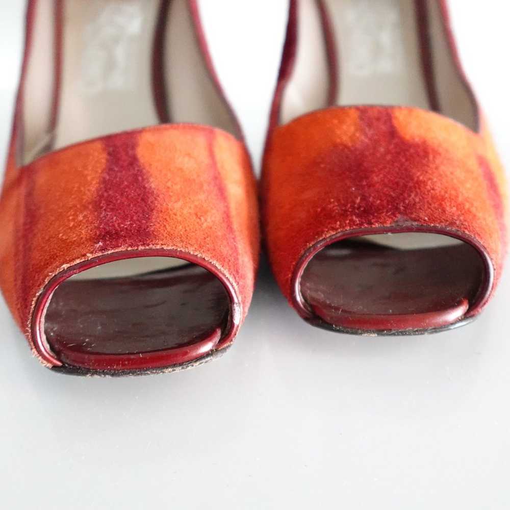 Vtg Salvatore Ferragamo Burgundy Orange Ombré Gra… - image 5