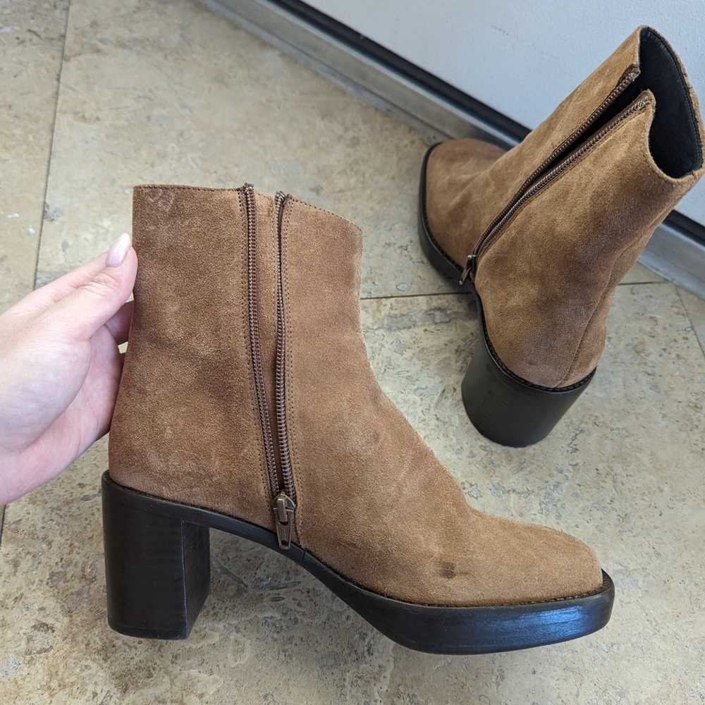 By Far Ellen Cognac Suede Boots Size 37 - image 3