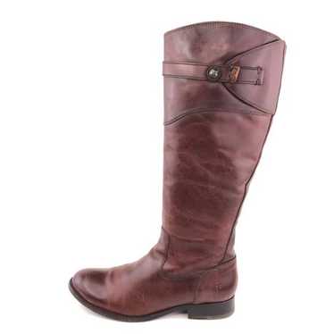 Frye Molly Button Brown Leather Tall Riding Boots… - image 1