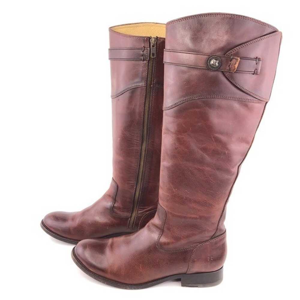 Frye Molly Button Brown Leather Tall Riding Boots… - image 2