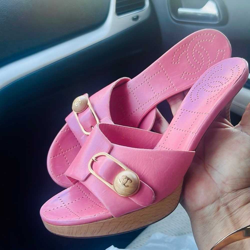 “CHANEL” PINK slides heels , size 38EUR/8US ,pret… - image 2