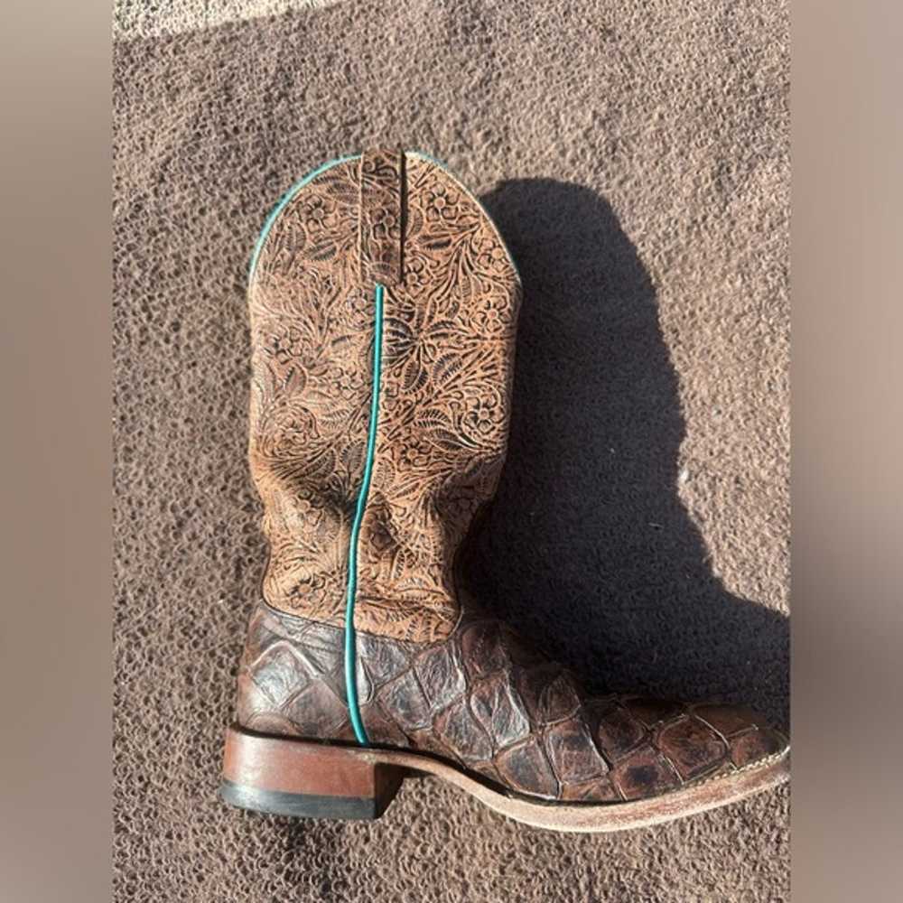 Macie Bean Faux Fish tooled Leather cowboy boots,… - image 10