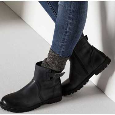 BIRKENSTOCK Stowe Black Leather Ankle Boot Bootie 