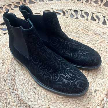 ROBERT GRAHAM  WOODMAN BOOTS   BLACK FLORAL SUEDE 