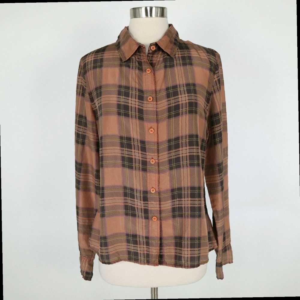 Brandblack Silk Blouse Button Up Plaid Top for Wo… - image 1