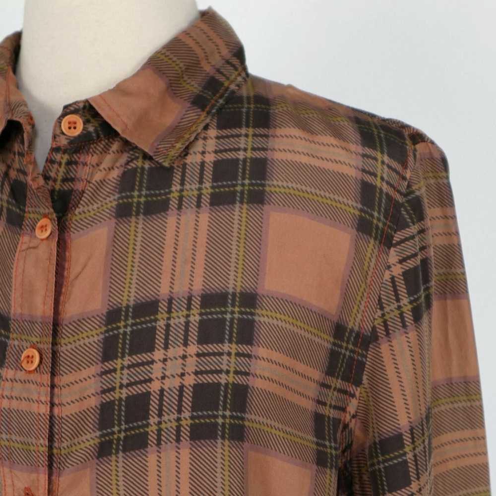 Brandblack Silk Blouse Button Up Plaid Top for Wo… - image 6